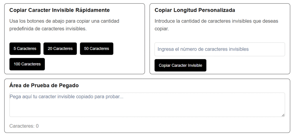 copiar y pegar caracteres invisibles (espacio invisible)